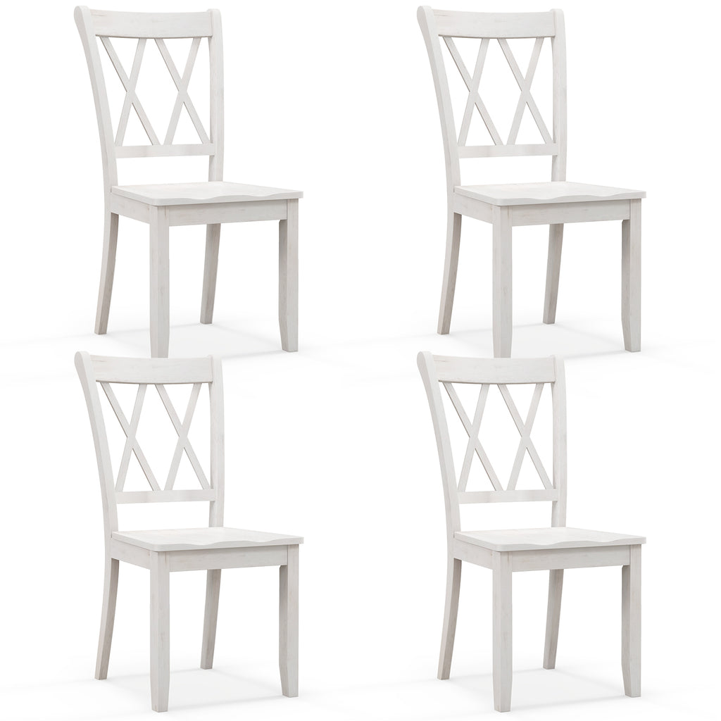Set of 2 Wooden Dining Chairs Mid Century Farmhouse Retro Kitchen Chairs-White