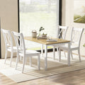 Set of 2 Wooden Dining Chairs Mid Century Farmhouse Retro Kitchen Chairs-White