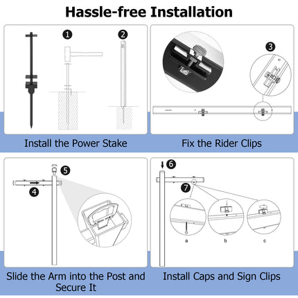 Set of 4 6 Feet Vinyl UPVC Real Estate Realtor Yard Sign Post-Black