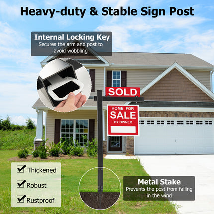 Set of 4 6 Feet Vinyl UPVC Real Estate Realtor Yard Sign Post-Black
