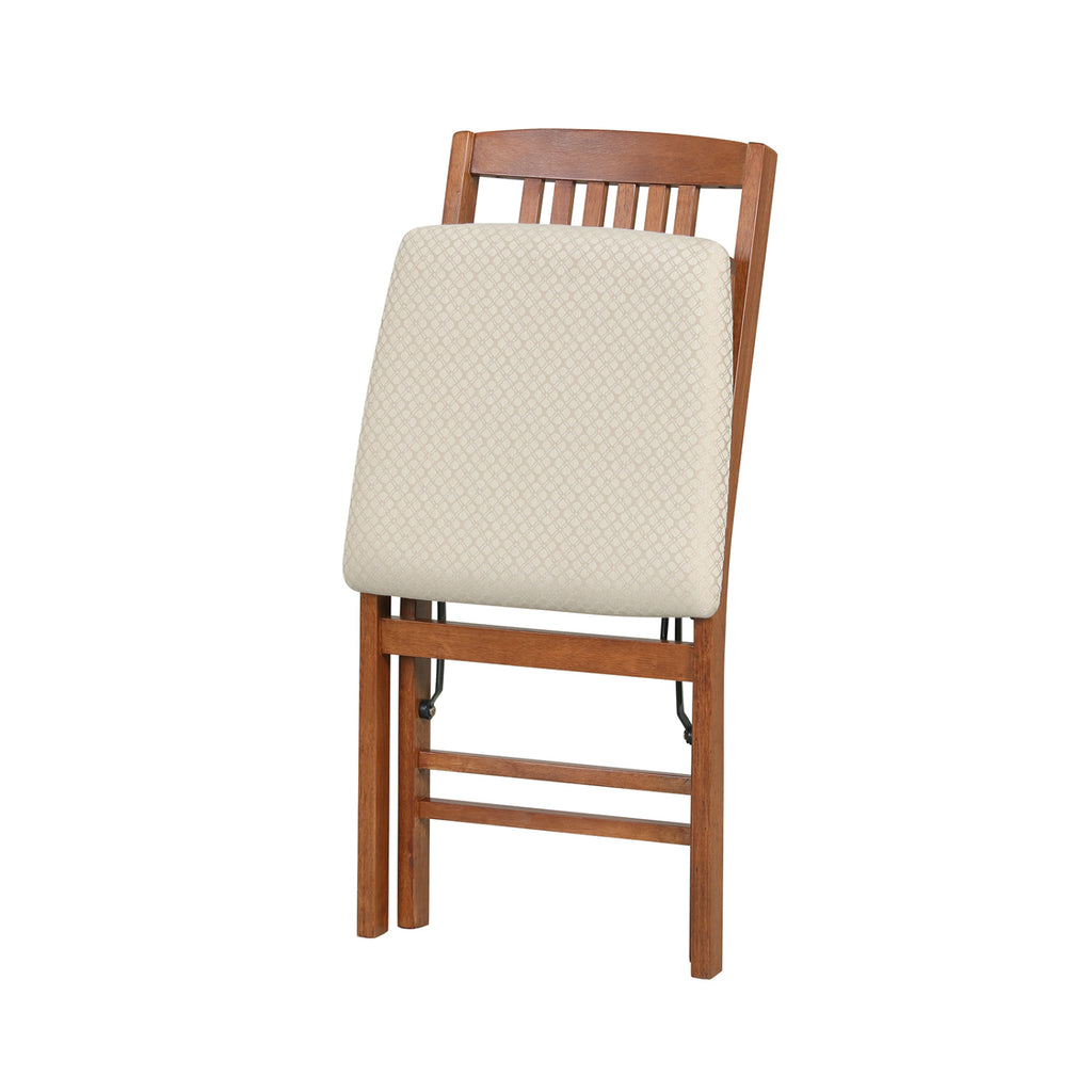 Set of 4 Foldable Upholstered Kitchen Chairs with Padded Seat-Beige