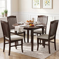 Set of 4 Kitchen Side Chairs with Rubber Wood Frame and Comfy Padded Seat-Brown & White