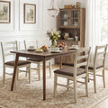 Set of 4 Linen Style Upholstered Dining Chairs with Wood Frames-White
