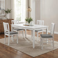 Set of 4 Linen Style Upholstered Kitchen Chairs with Wood Frames-White