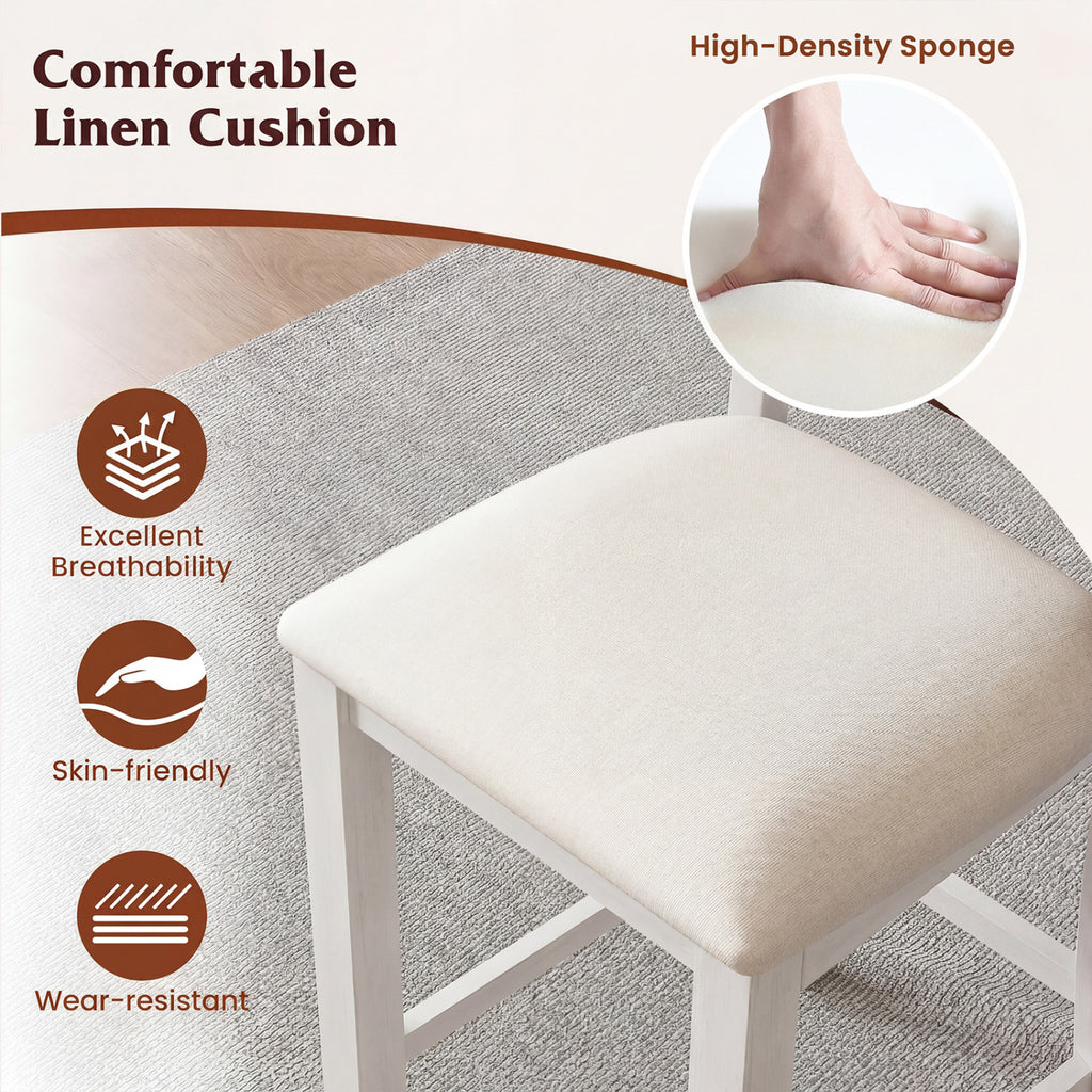 Set of 4 Modern Farmhouse Counter Height Stools with Footrest-White