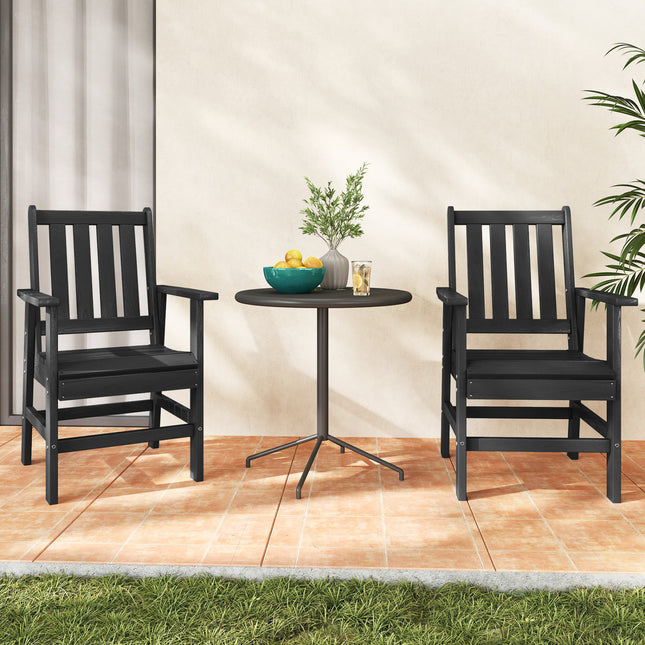 Set of 4 Patio Dining Chairs with Wide Armrests-Black