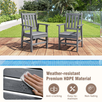Set of 4 Patio Dining Chairs with Wide Armrests-Gray