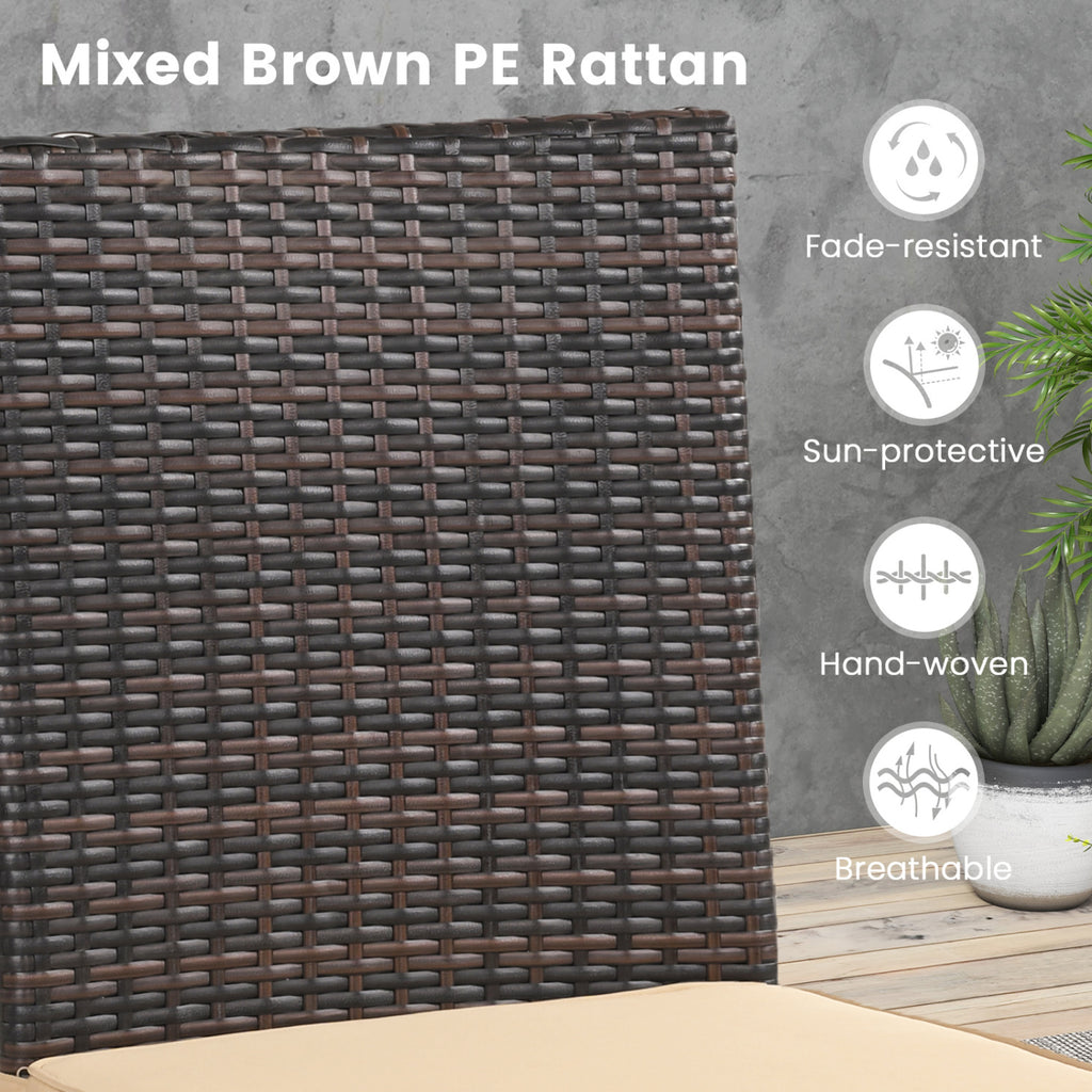 Set of 4 Patio Rattan Wicker Dining Chairs Set with Soft Cushions- Brown