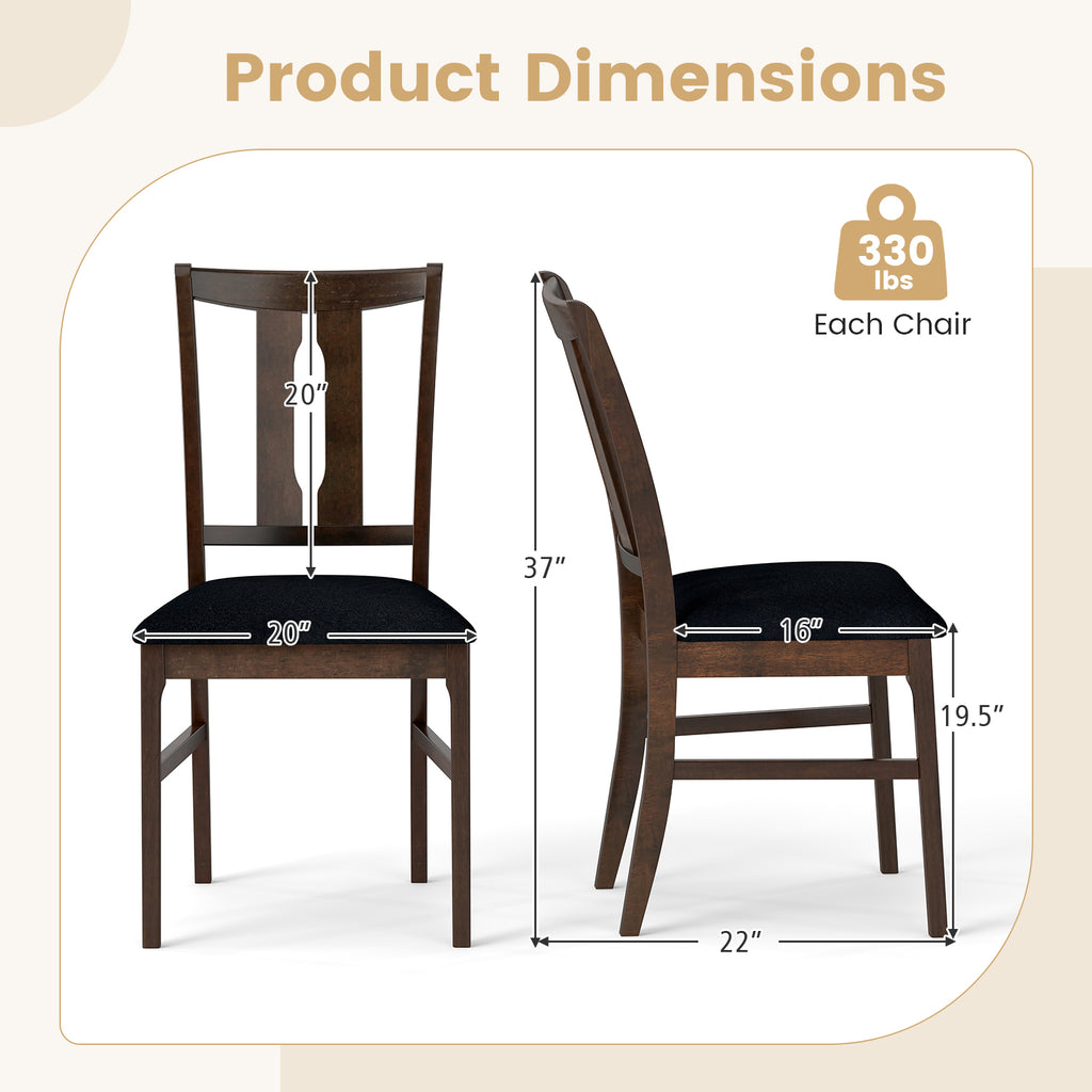 Set of 4 Wooden Upholstered Dining Chairs with High Curved Back-Walnut