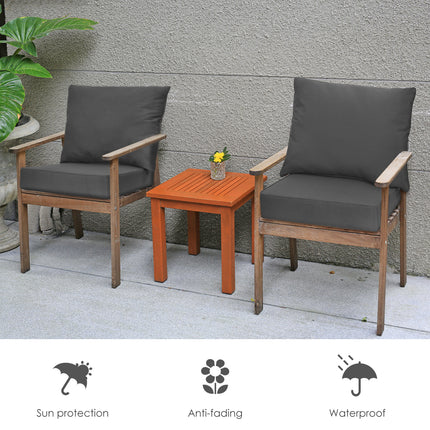 Set of 6 Deep Seat Chair Cushion Pads Set with Rope Belts for Indoor and Outdoor-Gray