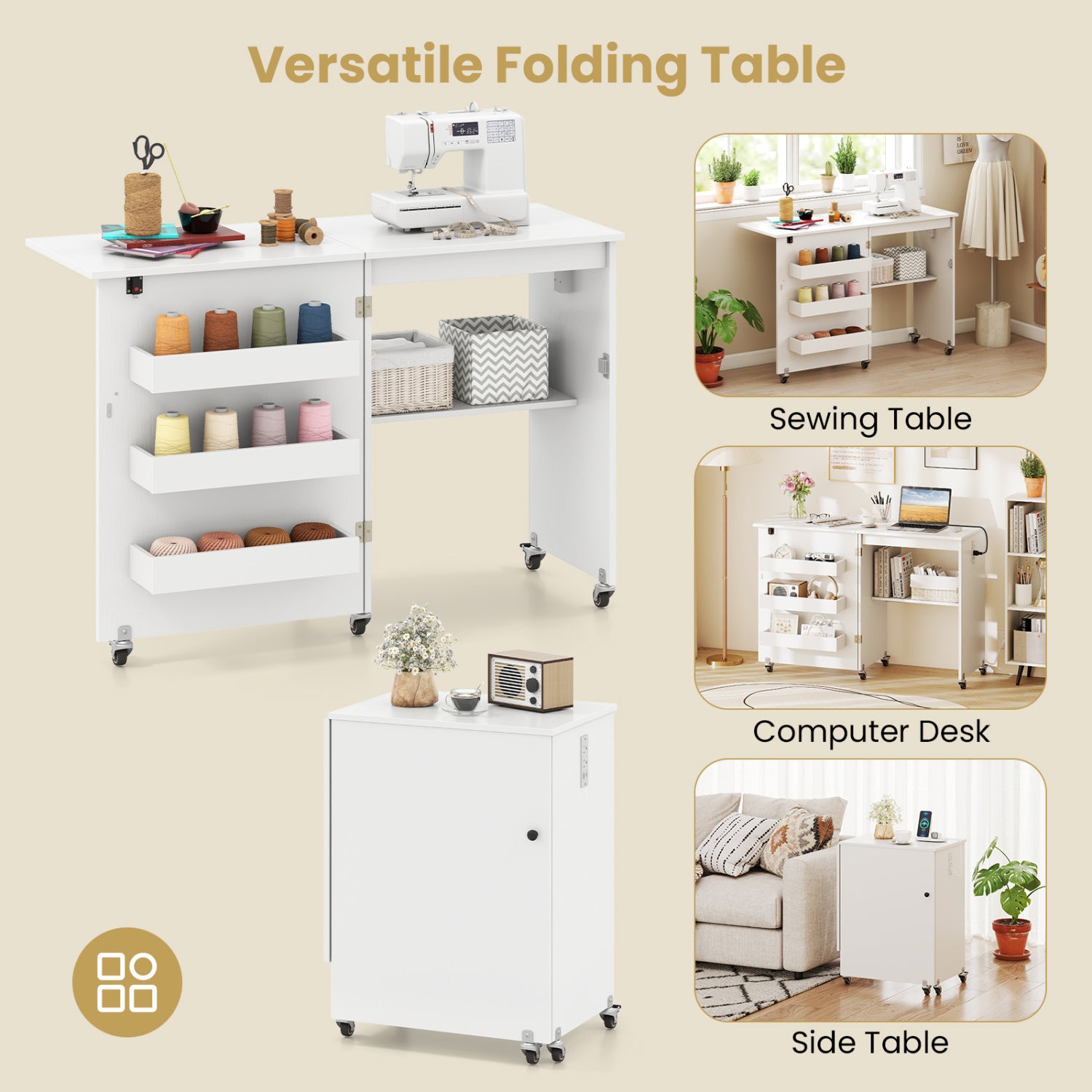 Sewing Machine and Table Set with Charging Station Folding Craft Desk and Beginner Sewing Machine