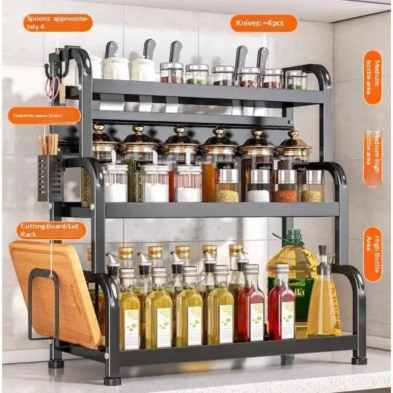 Modern Kitchen Countertop Spice Rack – Multi-Tier Storage Organizer