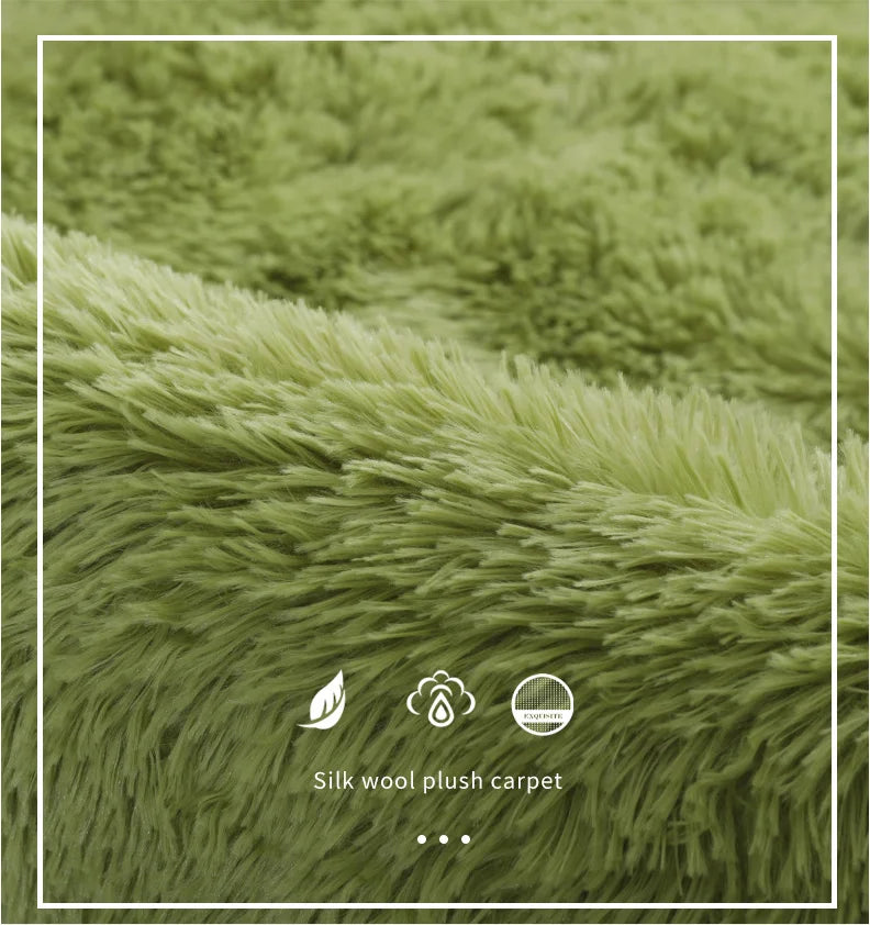 Shag Silk Wool Carpet Non-Slip Plush Rug for Bedroom & Living Room