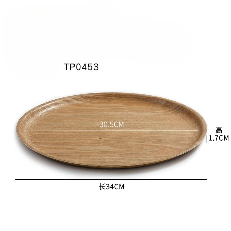 Wooden plate with dimensions on a white background