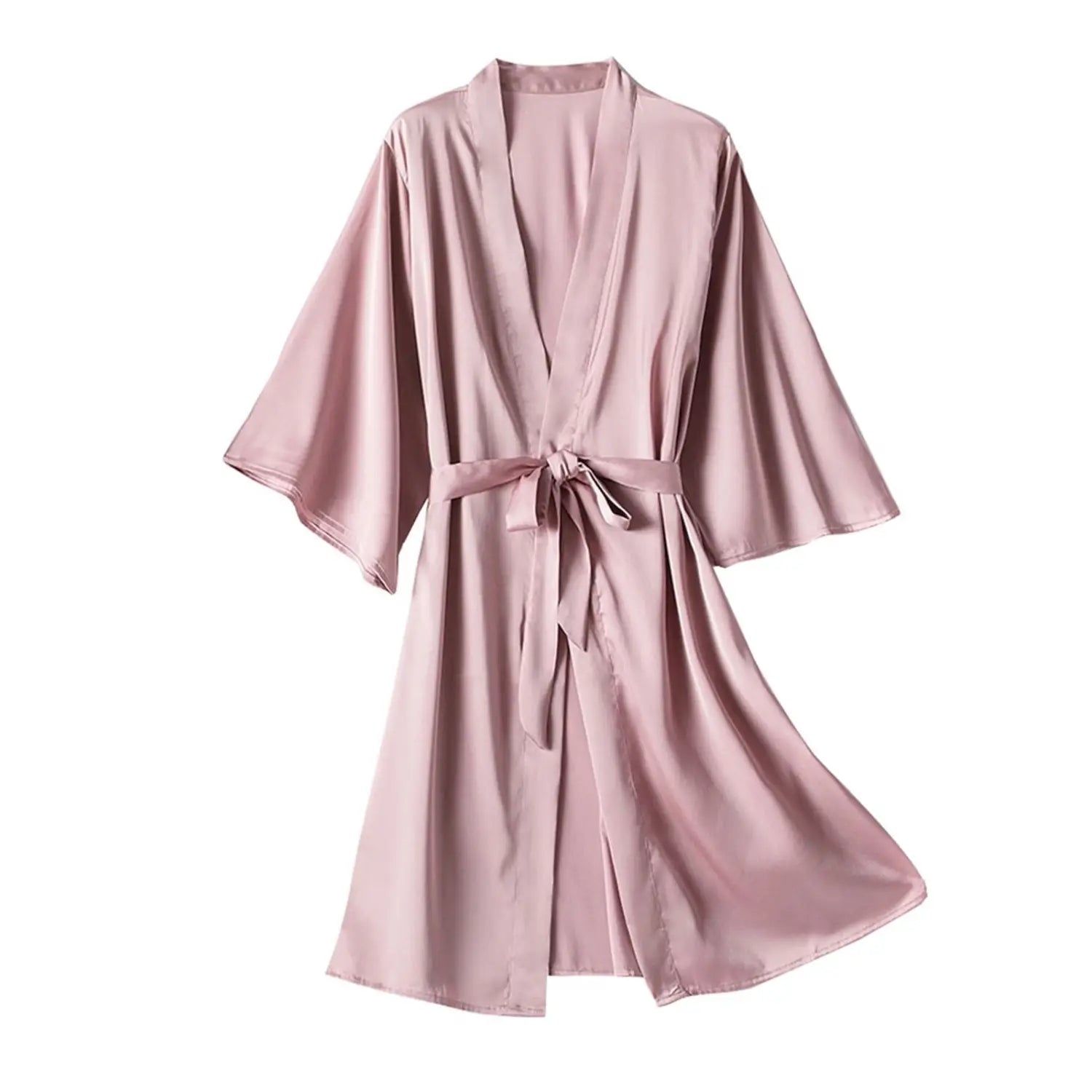 Women’s Satin Kimono Robe Set – Short Mini Nightgown Polyester Sleepwear Bridal Wedding Gift Casual Lingerie Nightwear