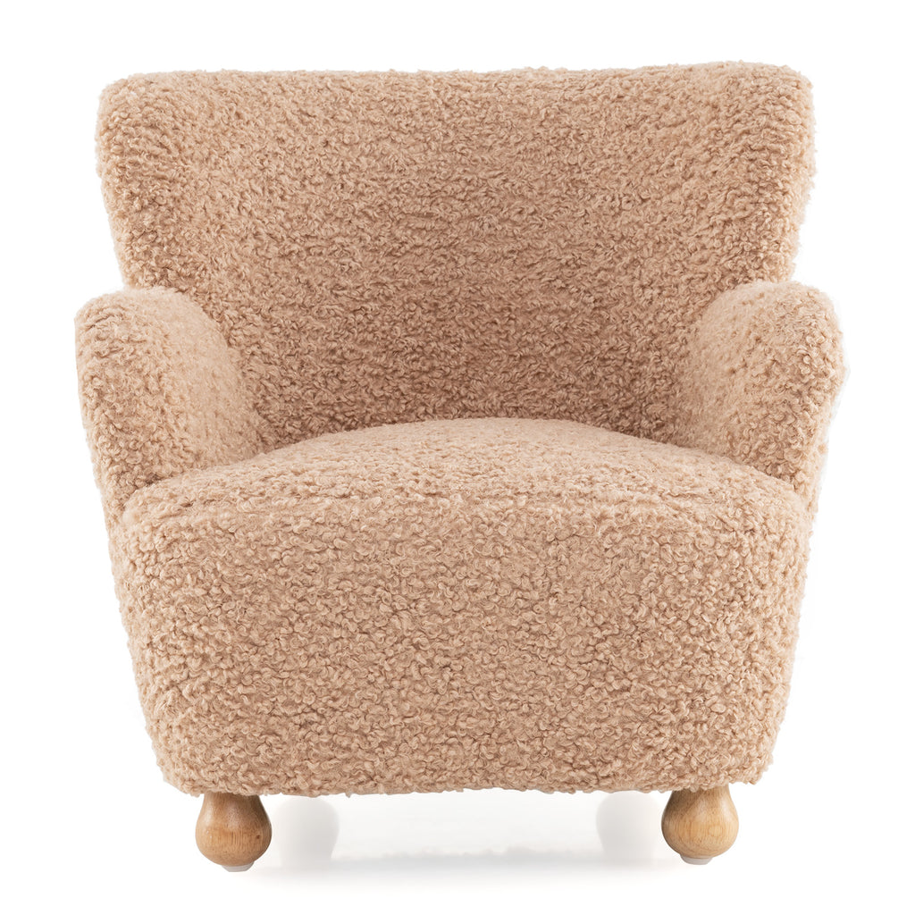 Sherpa Kids Sofa Comfy Toddler Armchair with Solid Rubber Wood Legs-Pink