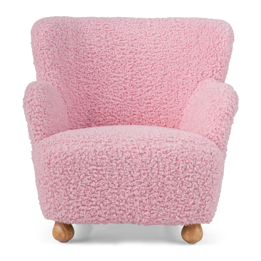 Sherpa Kids Sofa Comfy Toddler Armchair with Solid Rubber Wood Legs-Light Pink