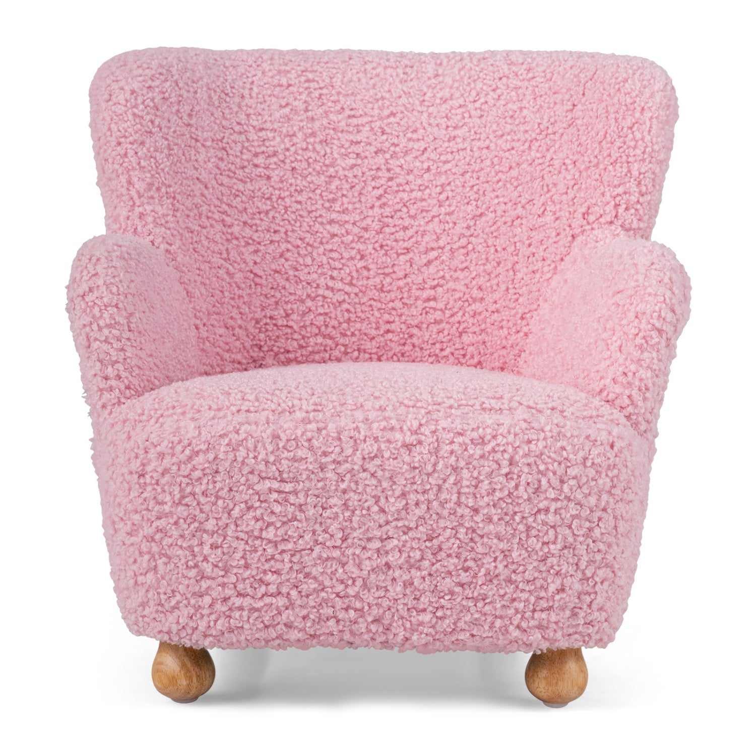 Sherpa Kids Sofa Comfy Toddler Armchair with Solid Rubber Wood Legs-Light Pink