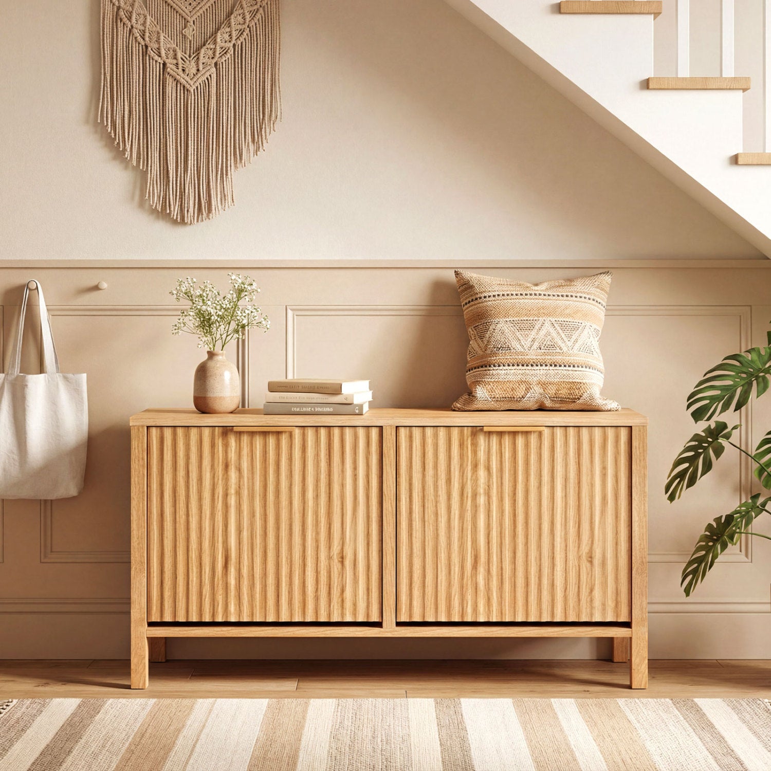 Shoe Storage Bench Narrow Wooden Entryway Bench with 2 Flip Drawers-Brown