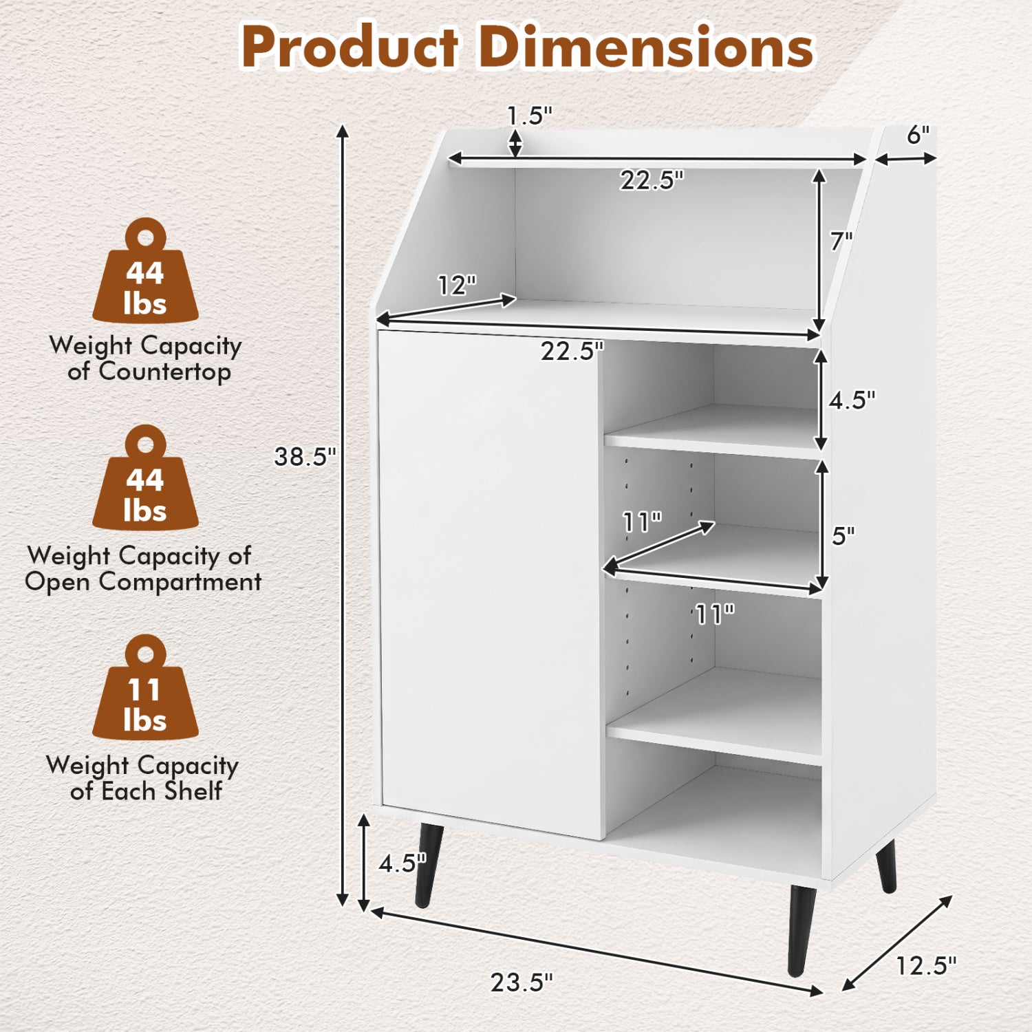 Shoe Storage Cabinet with 2-Tier Open Compartment and 4-Tier Adjustable Shelf-White
