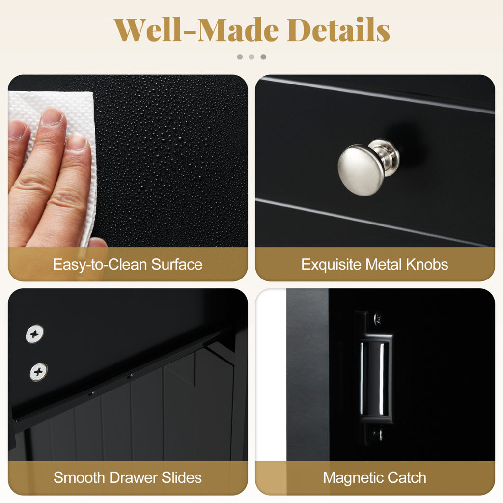 Single Door Bathroom Cabinet with Adjustable Shelf and Drawer-Black