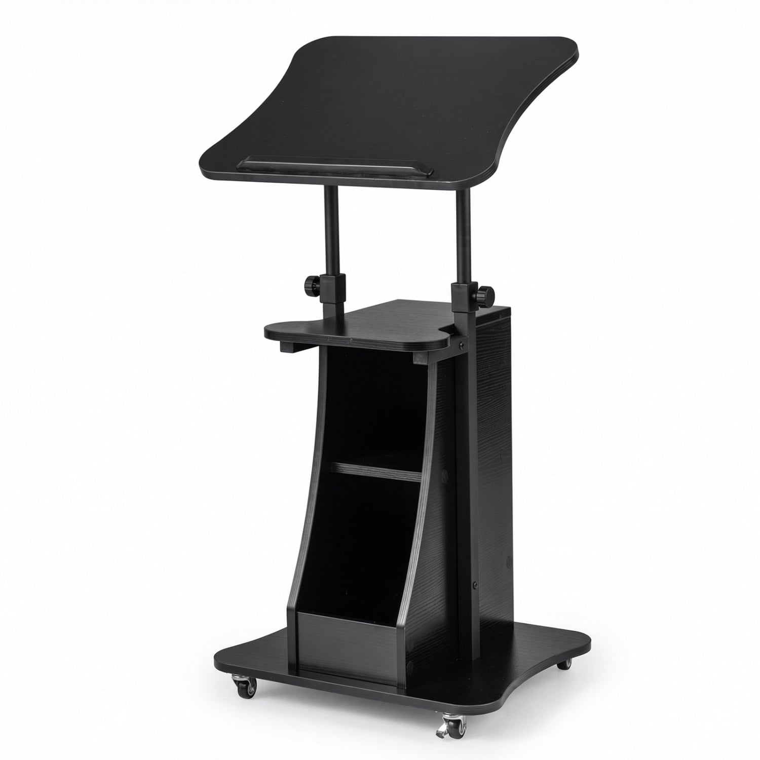 Sit-to-Stand Laptop Desk Cart Height Adjustable with Storage-Black
