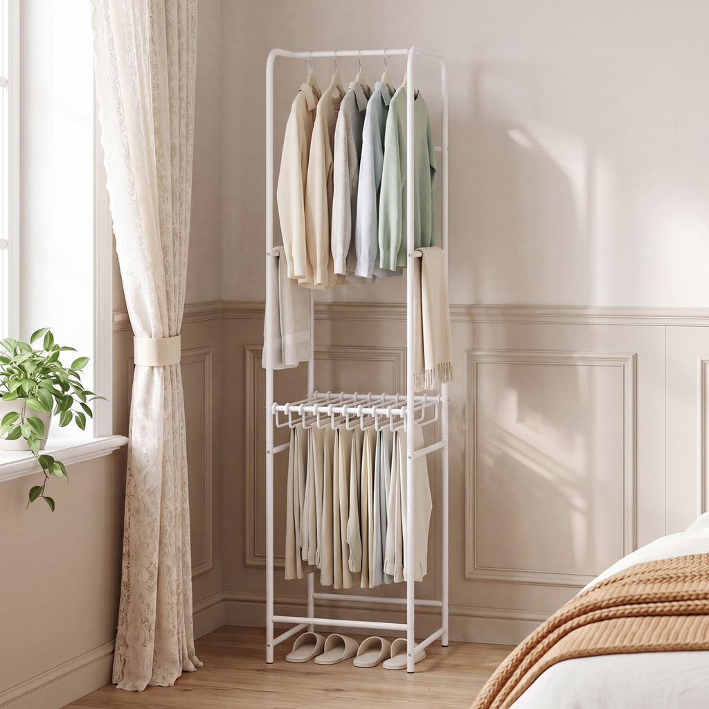 Slim Coat Rack Freestanding Garment Organizer with 8 Hanging Rods