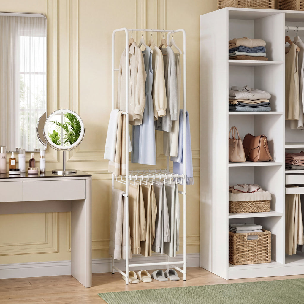 Slim Coat Rack Freestanding Garment Organizer with 8 Hanging Rods
