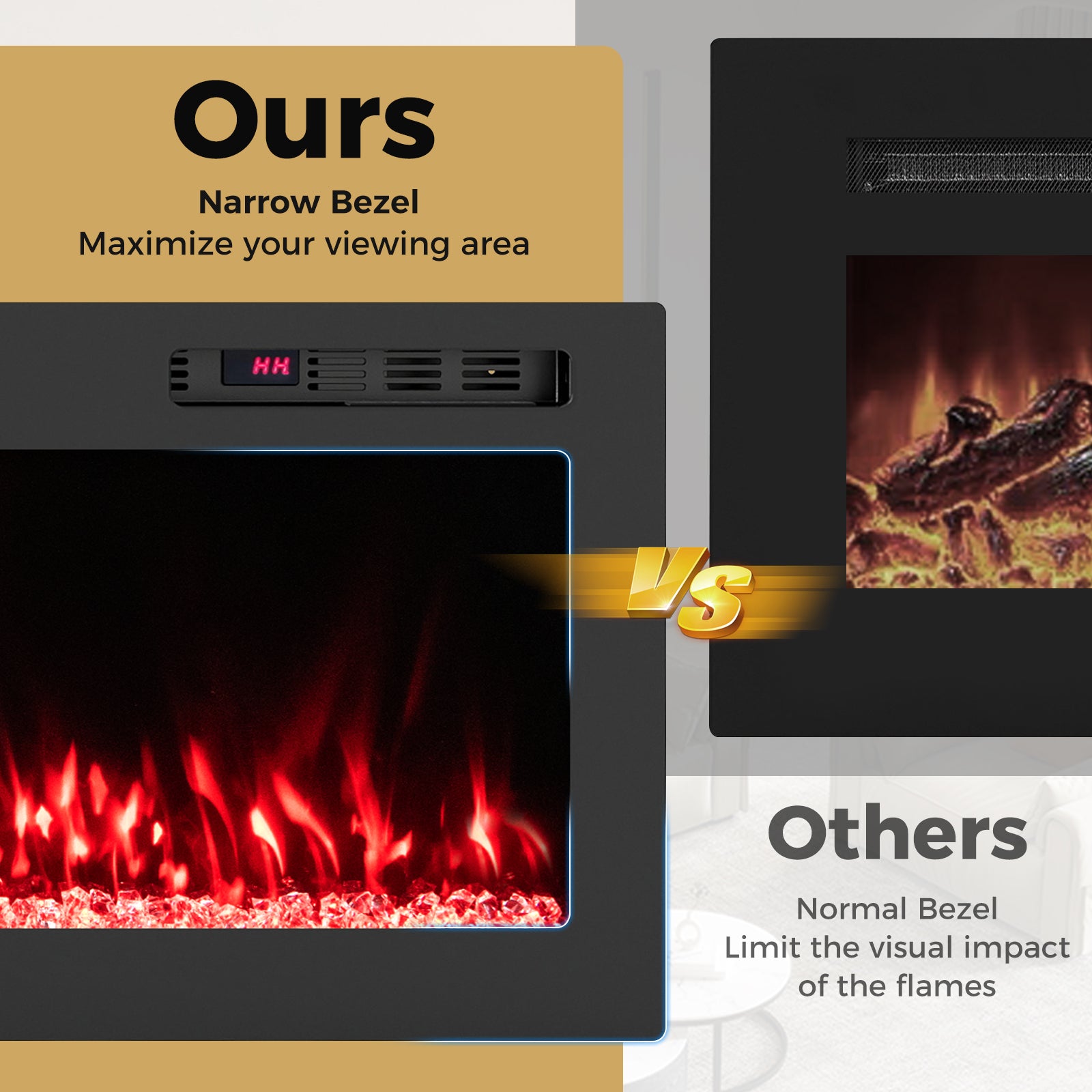 Smart WiFi Electric Fireplace Wall Mounted & Recessed 750W/1500W Heater-42 Inch