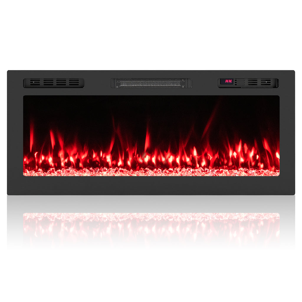 Smart WiFi Electric Fireplace Wall Mounted & Recessed 750W/1500W Heater-42 Inch