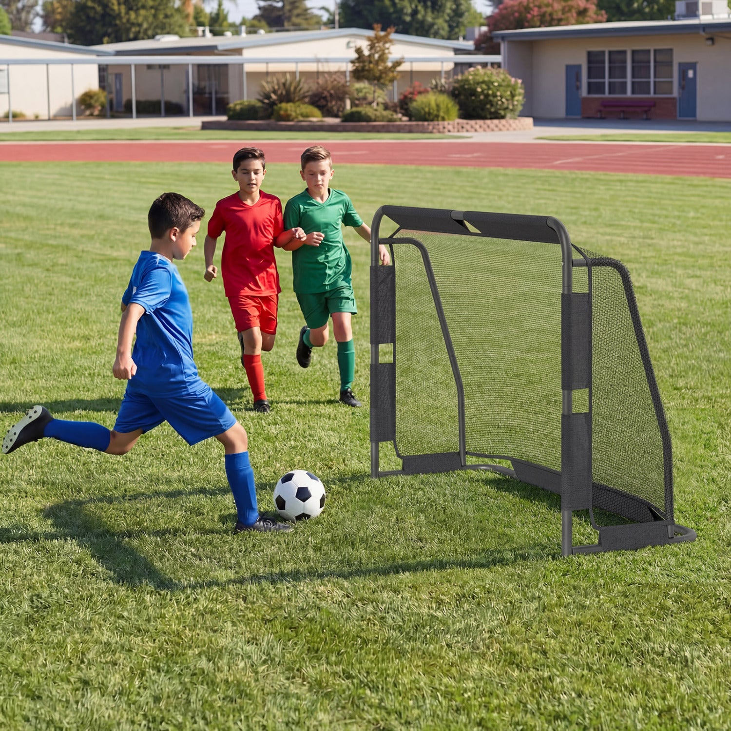 Soccer Goal Set for Backyard 6 ft x 4 ft Metal Frame Goal Post with Net and Anchoring System
