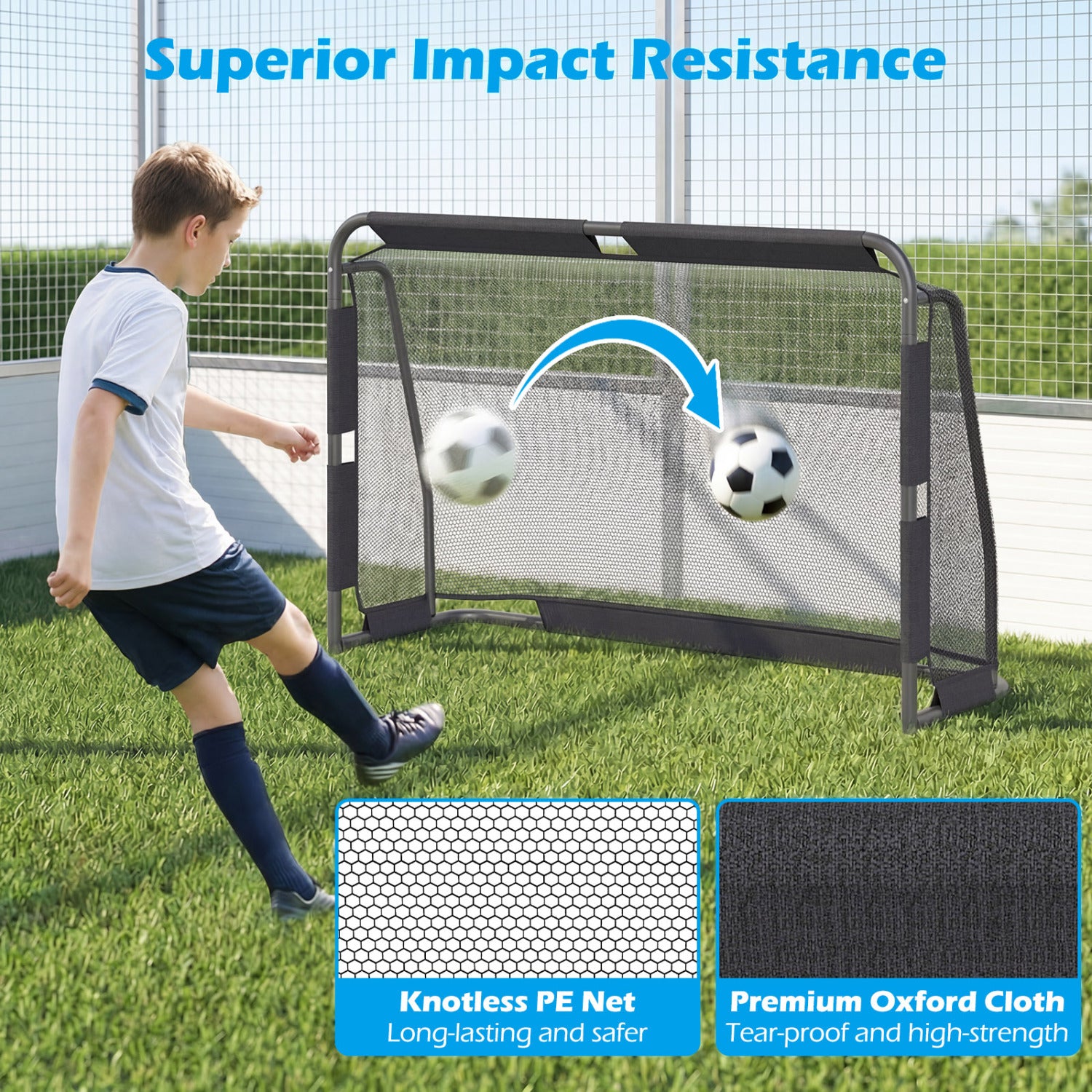 Soccer Goal Set for Backyard 6 ft x 4 ft Metal Frame Goal Post with Net and Anchoring System
