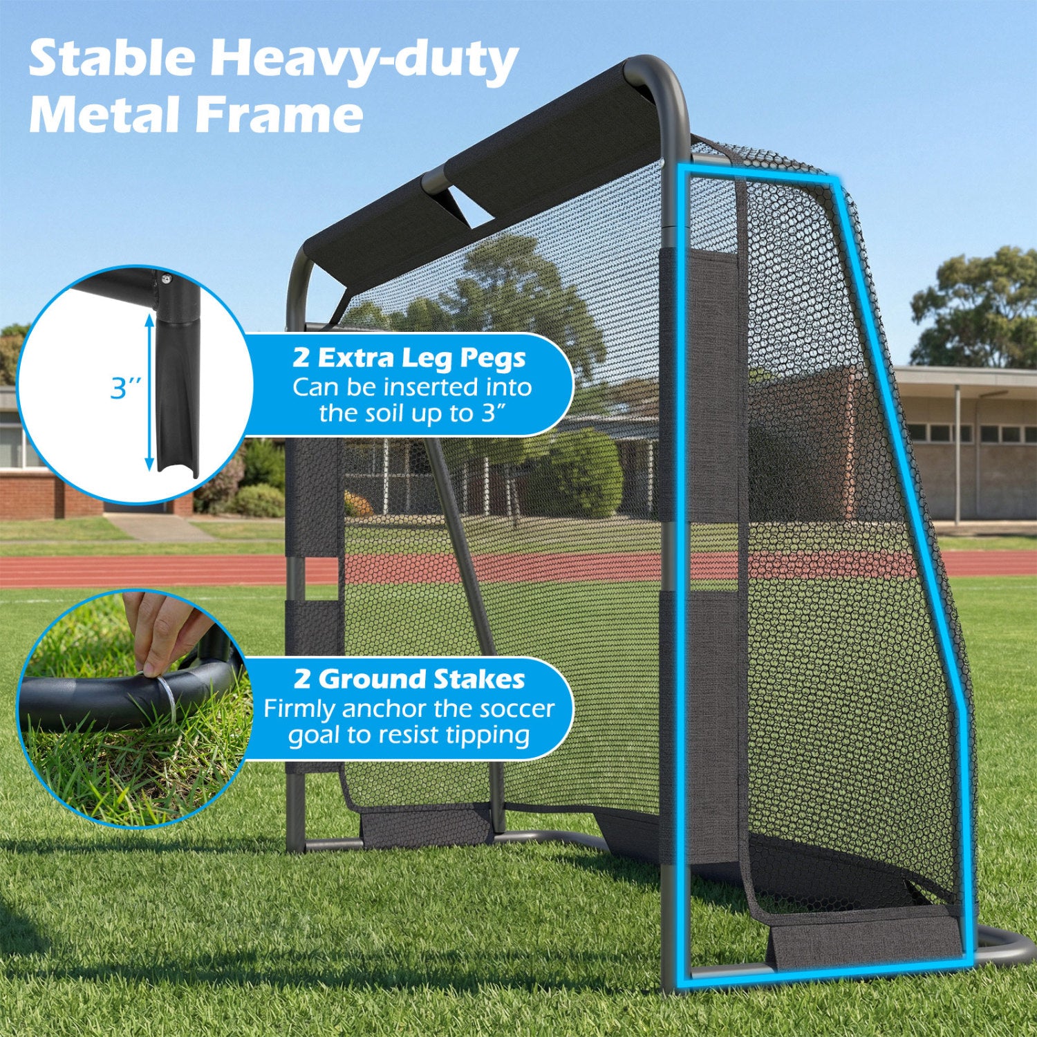 Soccer Goal Set for Backyard 6 ft x 4 ft Metal Frame Goal Post with Net and Anchoring System
