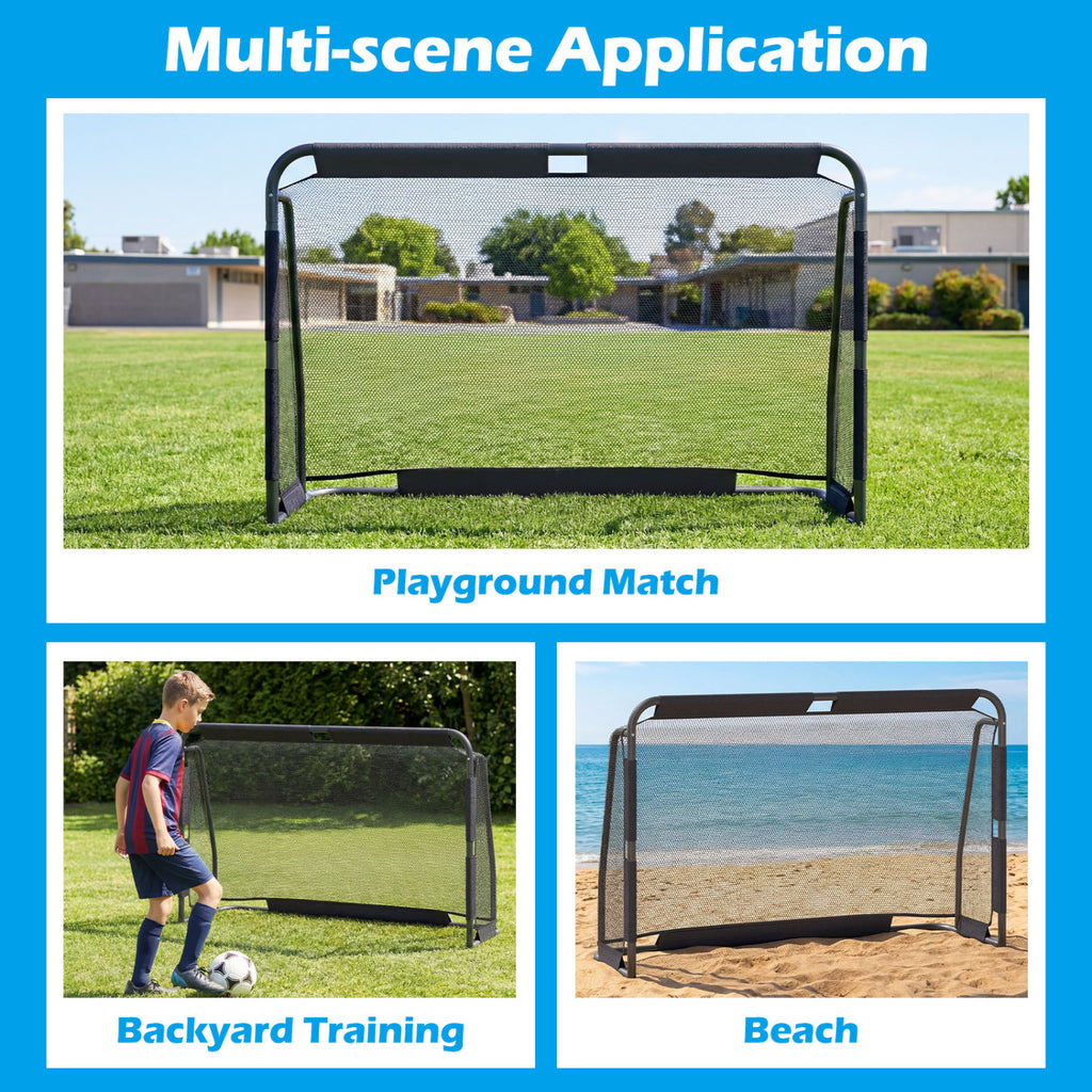 Soccer Goal Set for Backyard 6 ft x 4 ft Metal Frame Goal Post with Net and Anchoring System