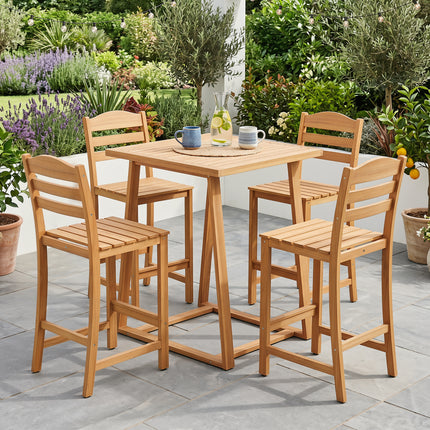 Solid Acacia Wood Bar Stools Heavy-duty Outdoor Barstools with 400 LBS Max Load