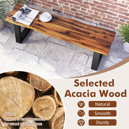 Solid Acacia Wood Patio Bench Dining Bench Seating Bench
