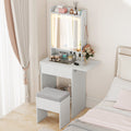 Space-saving Vanity Desk with Mirror and Lights for Bedroom-White