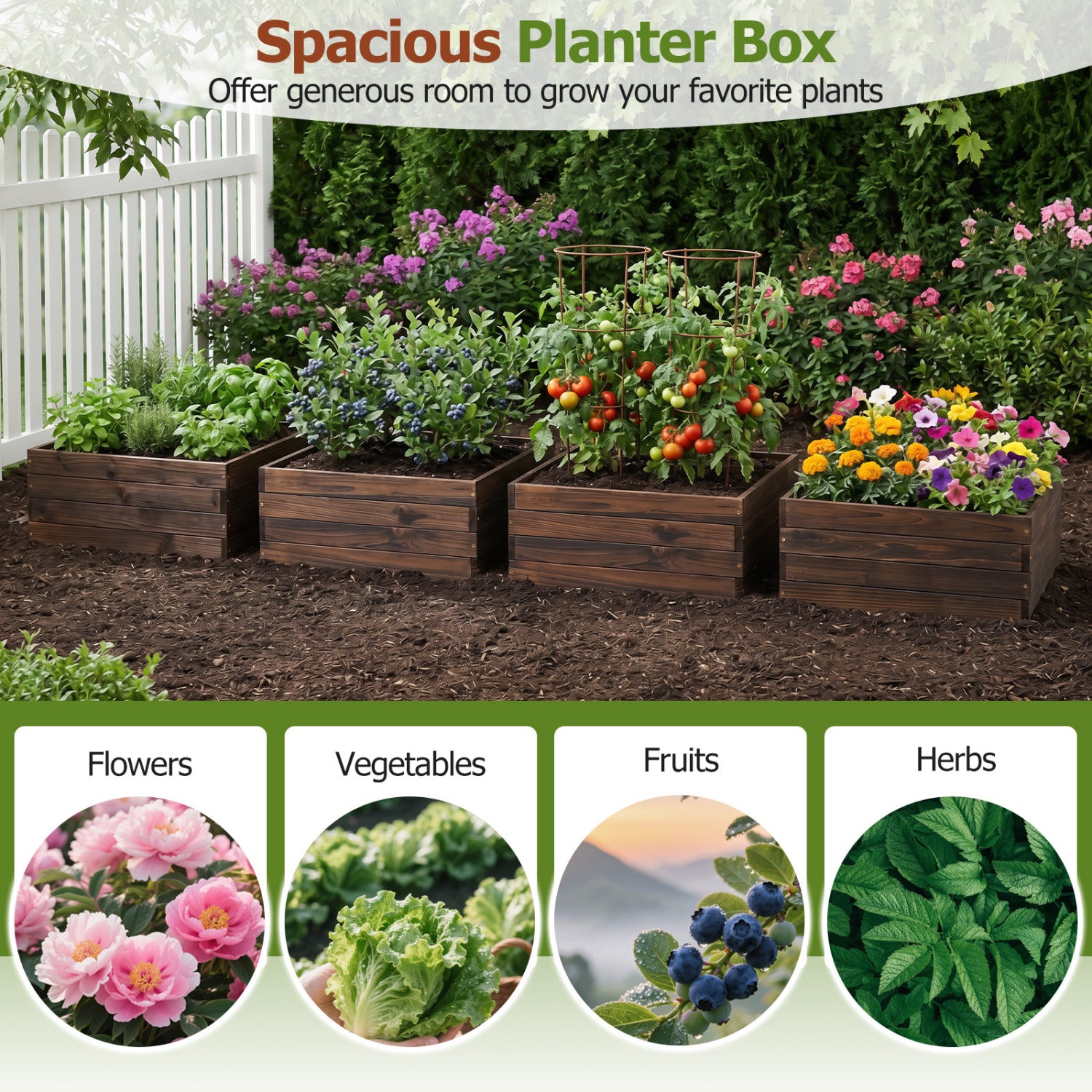Jardinière surélevée carrée pour légumes, fleurs et semis