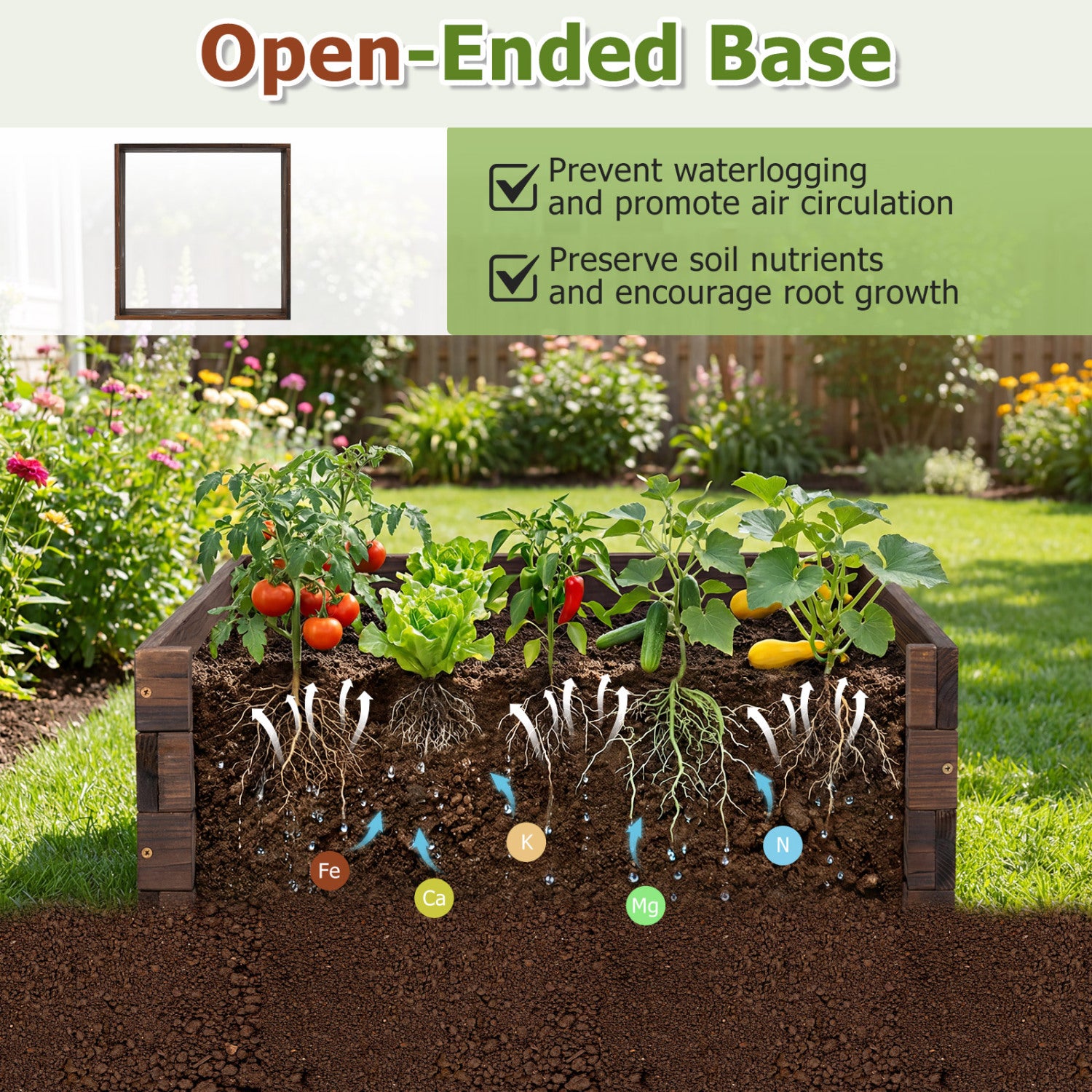 Jardinière surélevée carrée pour légumes, fleurs et semis