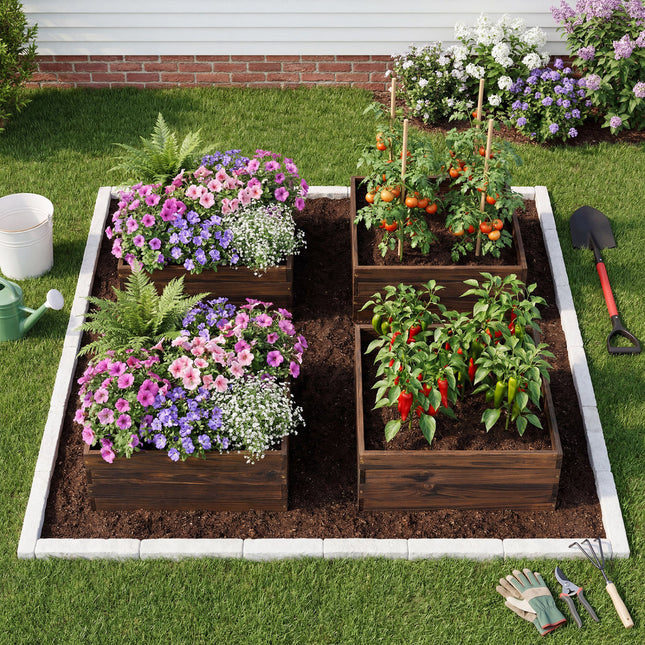 Square Raised Garden Bed Flower Vegetables Seeds Planter