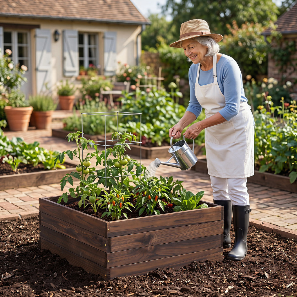 Jardinière surélevée carrée pour légumes, fleurs et semis