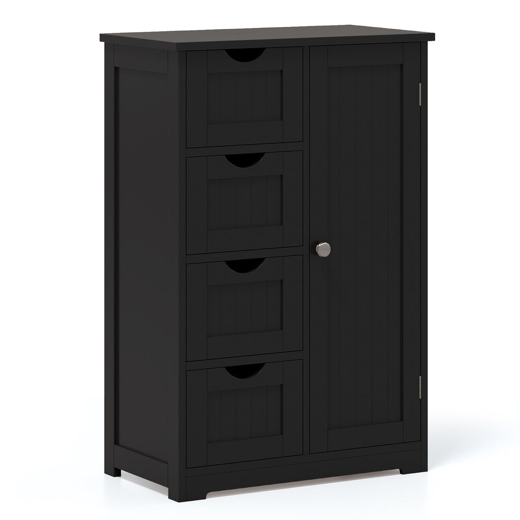 Standing Indoor Wooden Cabinet with 4 Drawers-Black