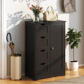 Standing Indoor Wooden Cabinet with 4 Drawers-Black