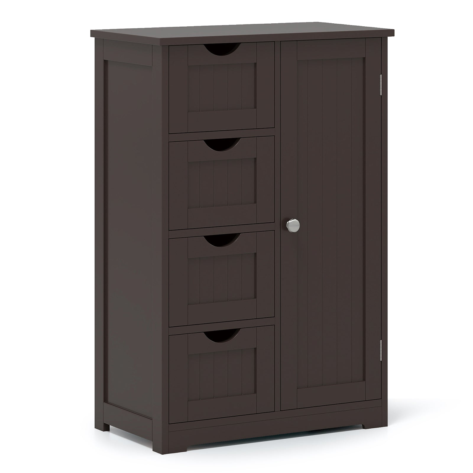 Standing Indoor Wooden Cabinet with 4 Drawers-Brown