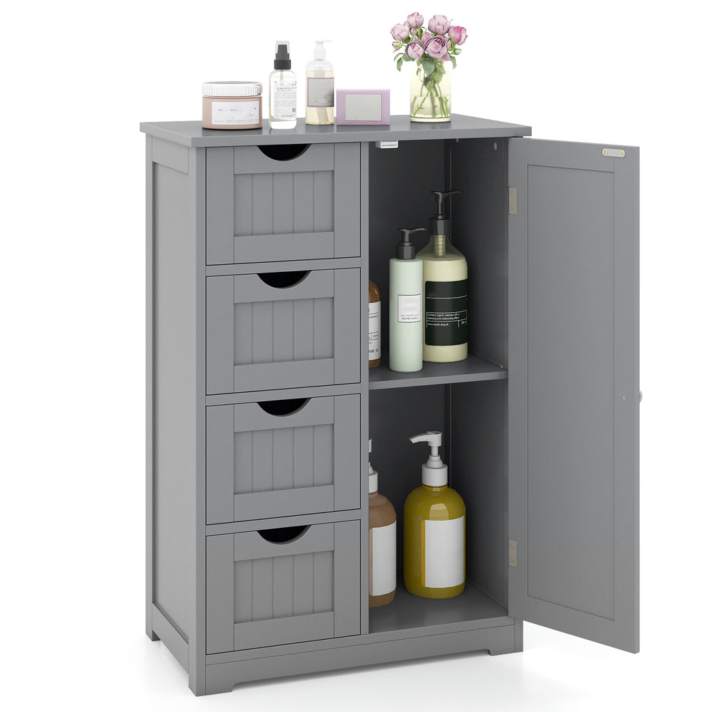 Standing Indoor Wooden Cabinet with 4 Drawers-Gray