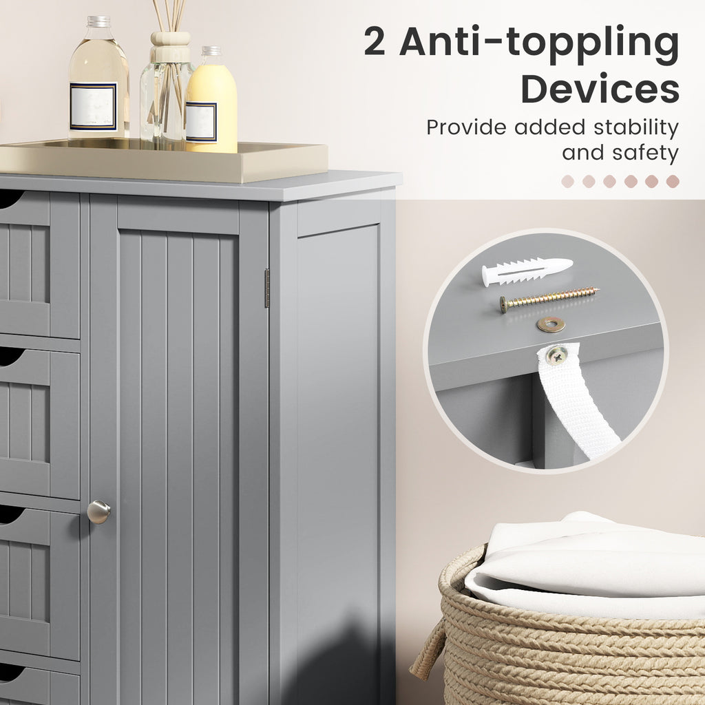Standing Indoor Wooden Cabinet with 4 Drawers-Gray