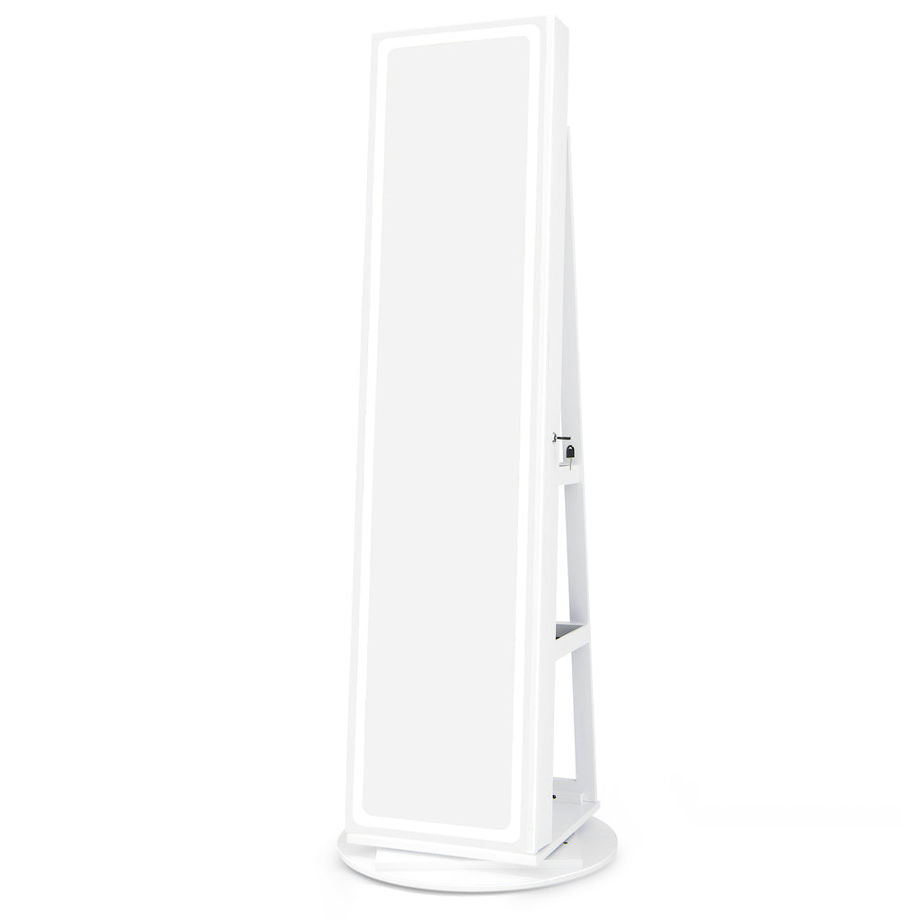 Standing Jewelry Cabinet with Adjustable LED Lights-White
