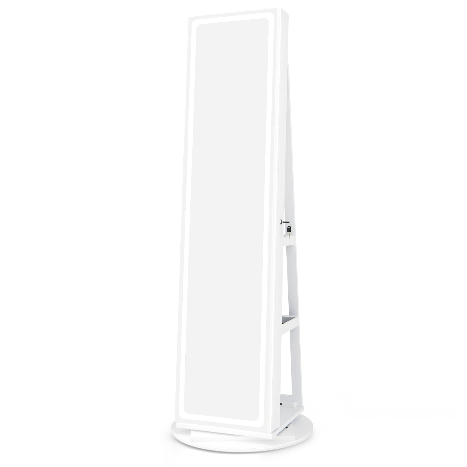 Standing Jewelry Cabinet with Adjustable LED Lights-White