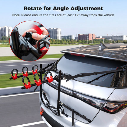 Superbuy Trunk Mount 3-Bike Rack with Anti-Sway Straps & Soft Padding for SUV