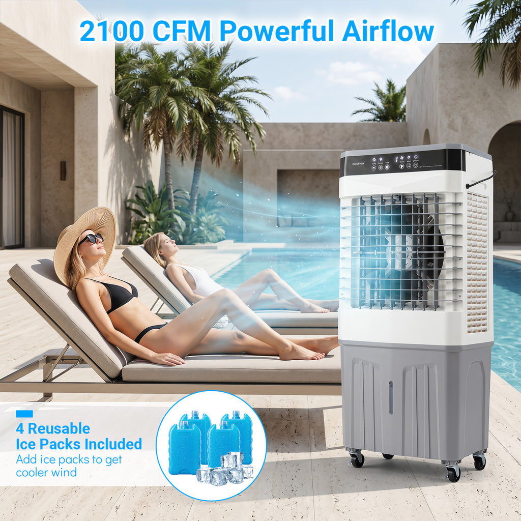 Swamp Cooler 2100 CFM 3-in-1 Evaporative Air Cooler with 7.2 Gal Water Tank-White